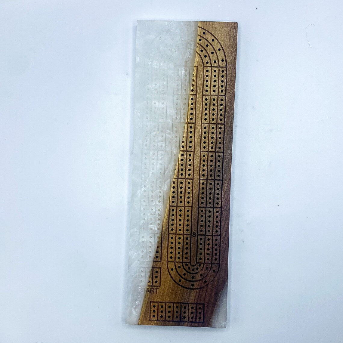 Diamond White Epoxy Resin Crib Board with Black Walnut Wood