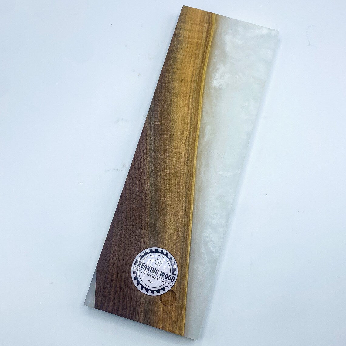 Diamond White Epoxy Resin Crib Board with Black Walnut Wood