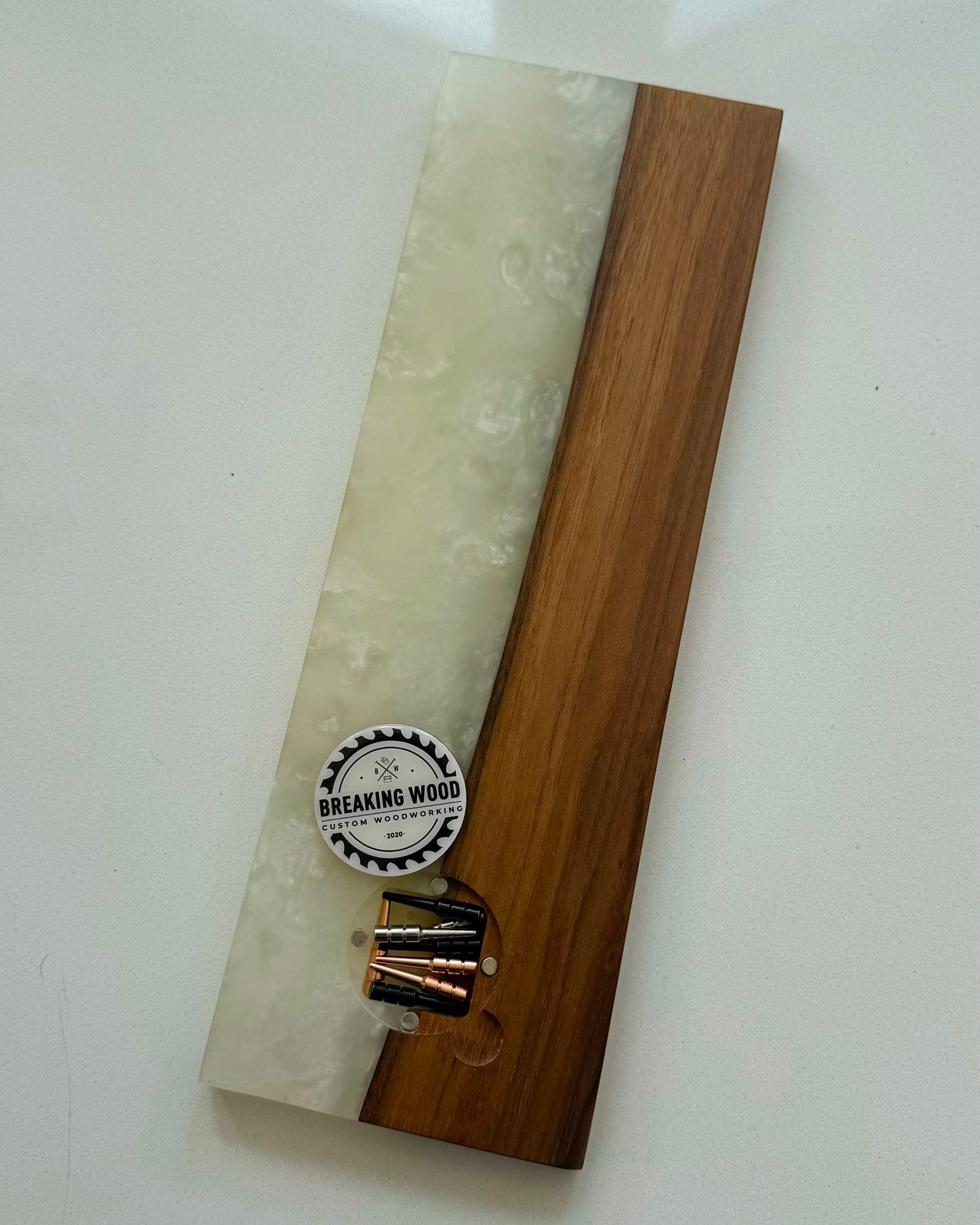 White and Green Epoxy Crib Board