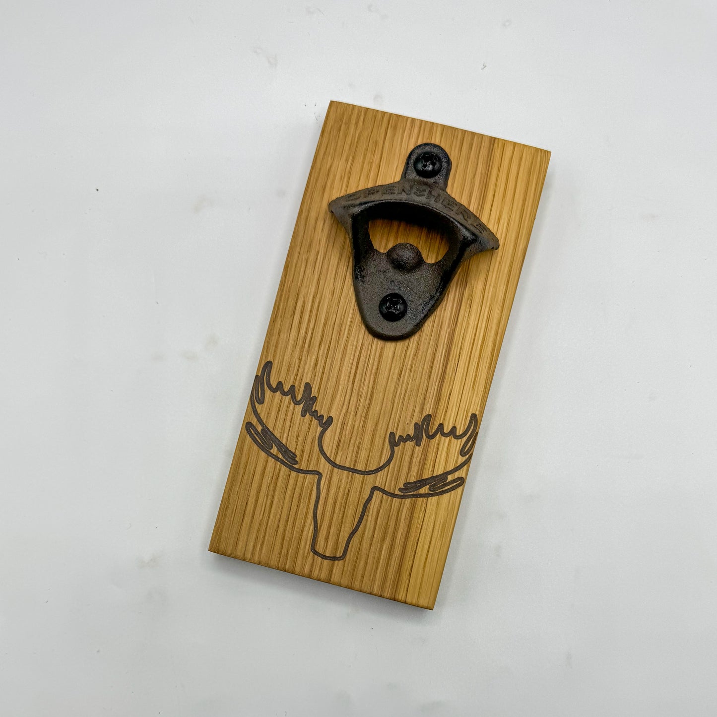 Wood Wall Bottle Opener with Magnetic Bottle Cap Catch