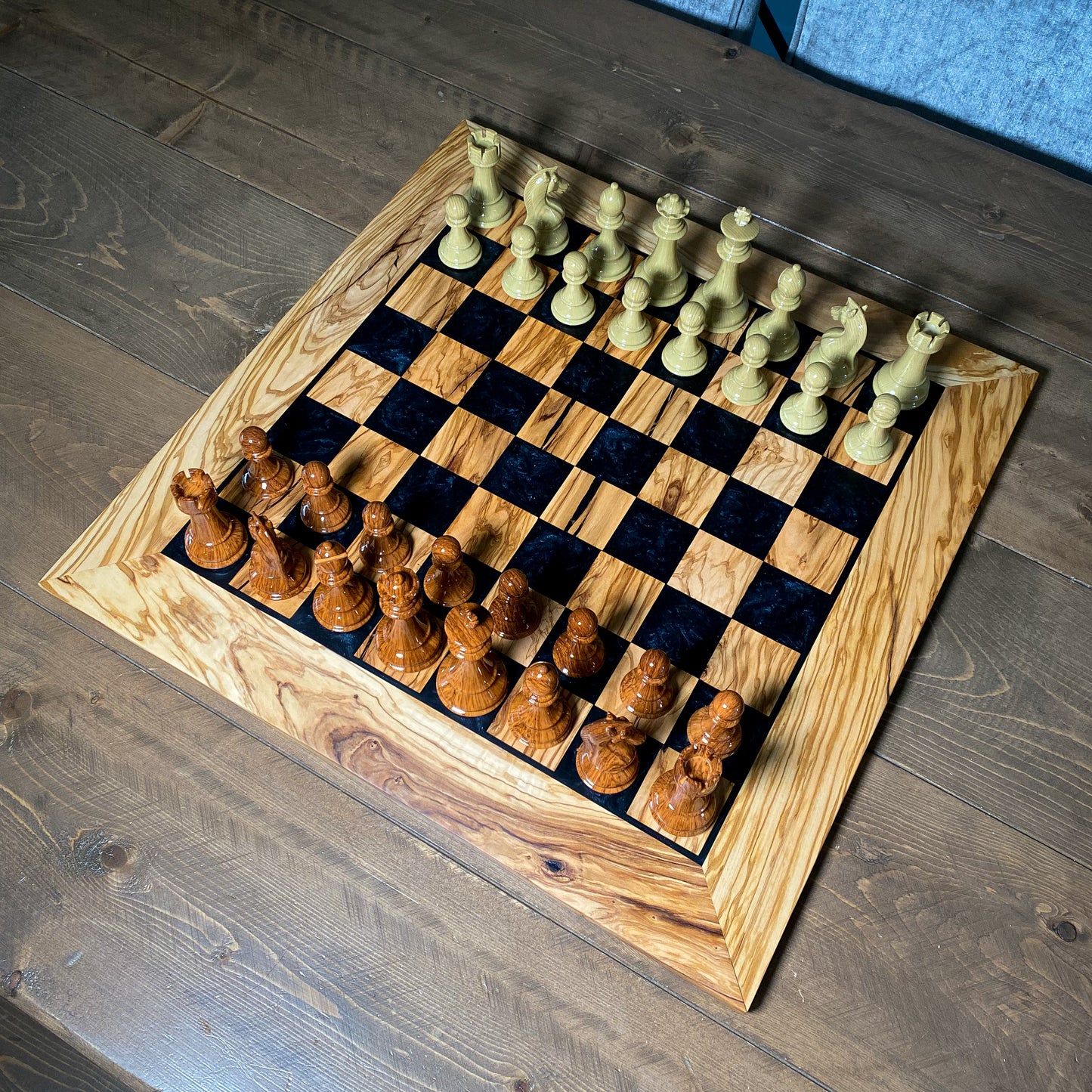 Plastic Wood Look Chess Pieces