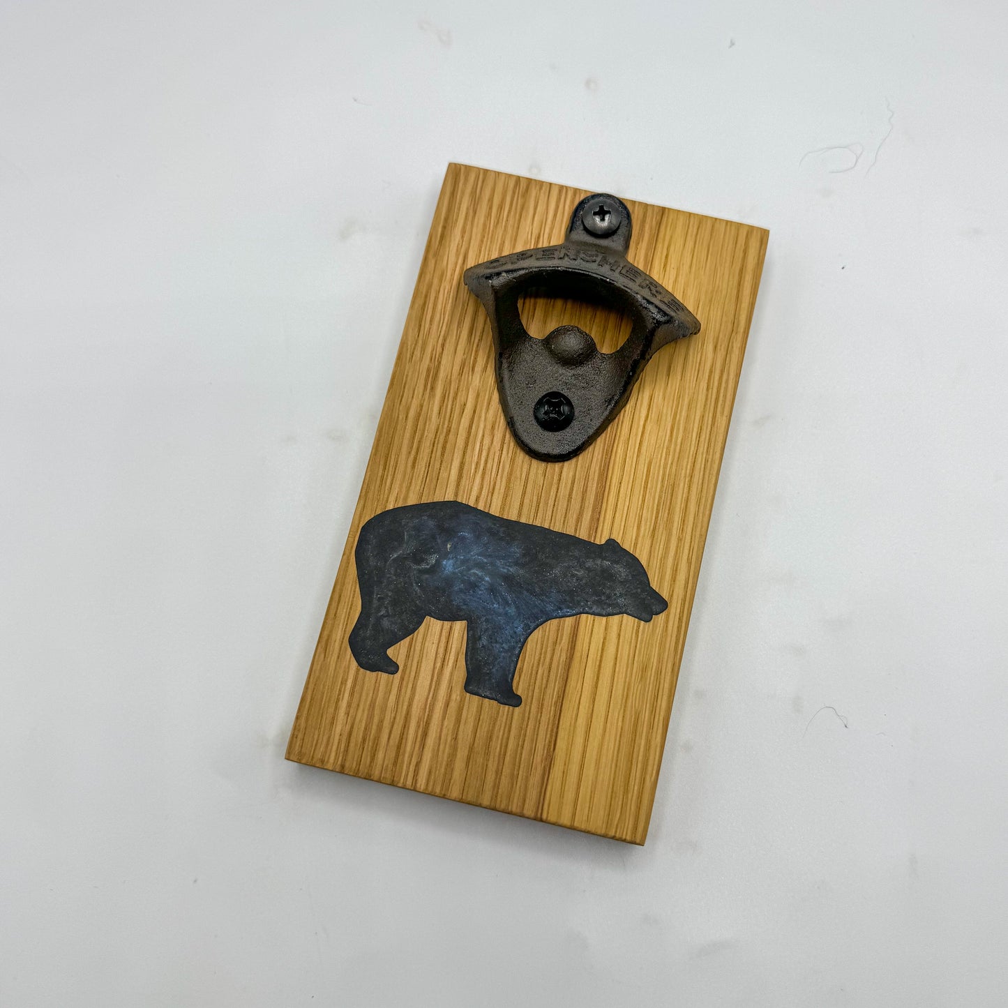 Wood Wall Bottle Opener with Magnetic Bottle Cap Catch