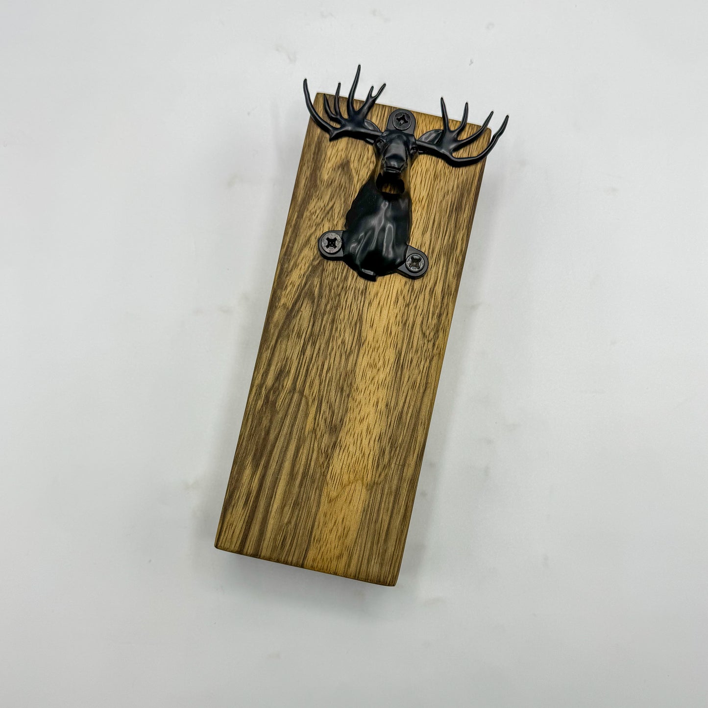 Wood Wall Bottle Opener with Magnetic Bottle Cap Catch