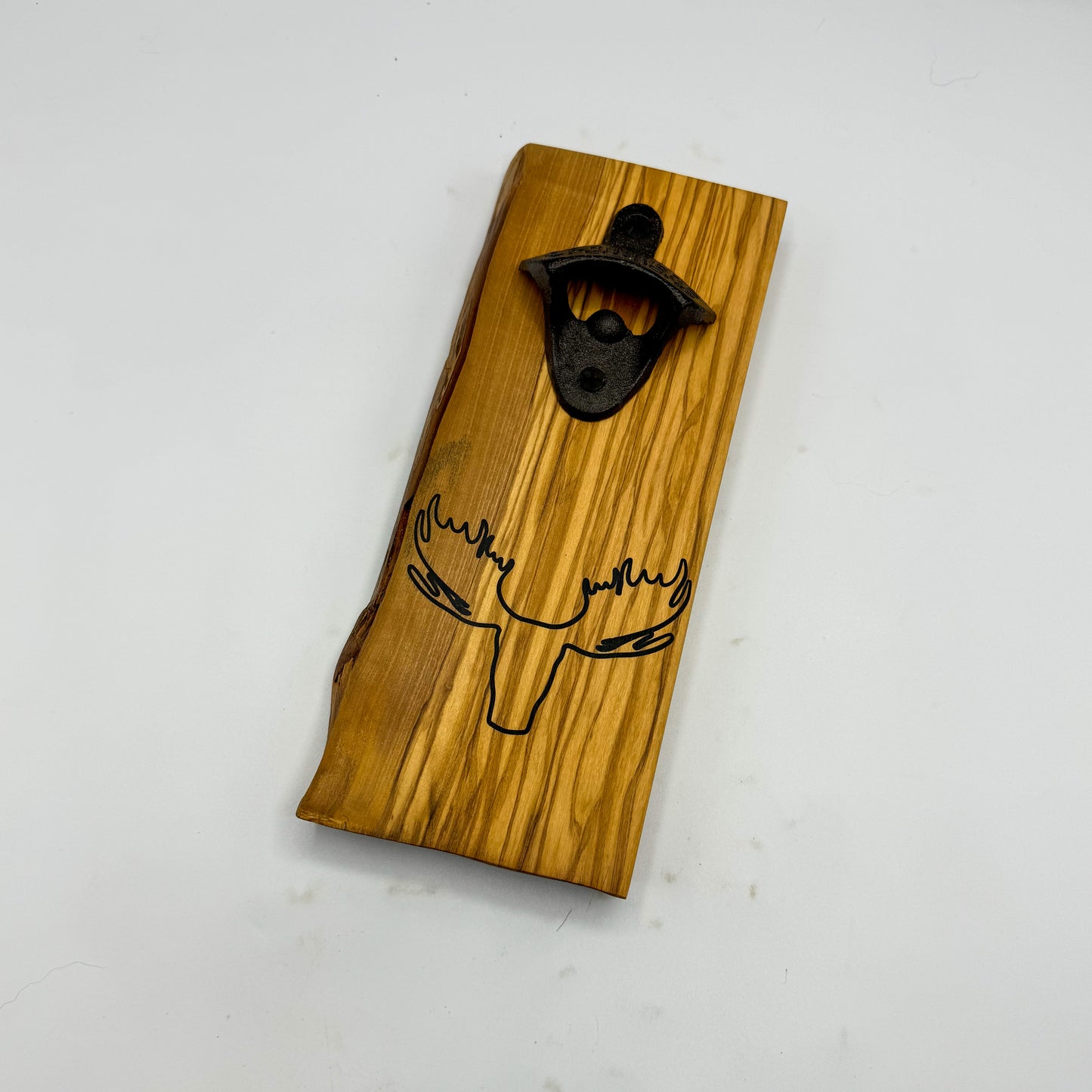 Moose magnetic wood wall bottle opener