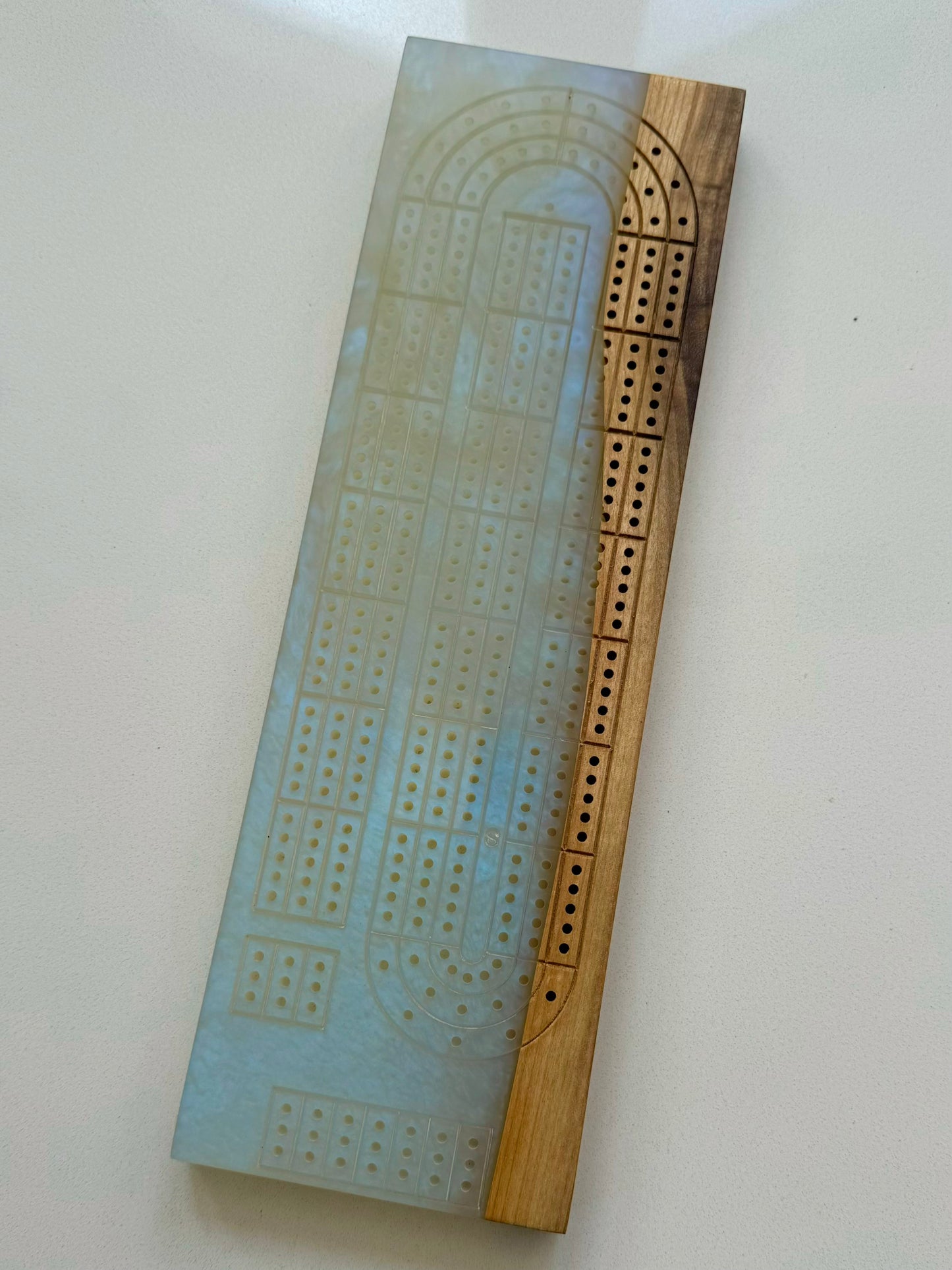 White and Blue Epoxy Crib Board