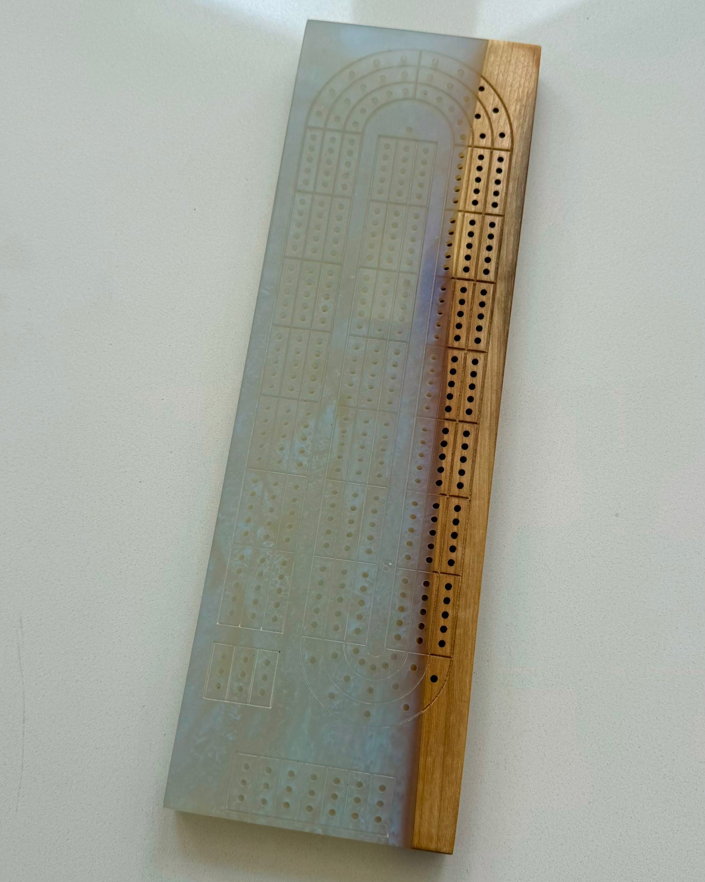 White and Blue Epoxy Crib Board