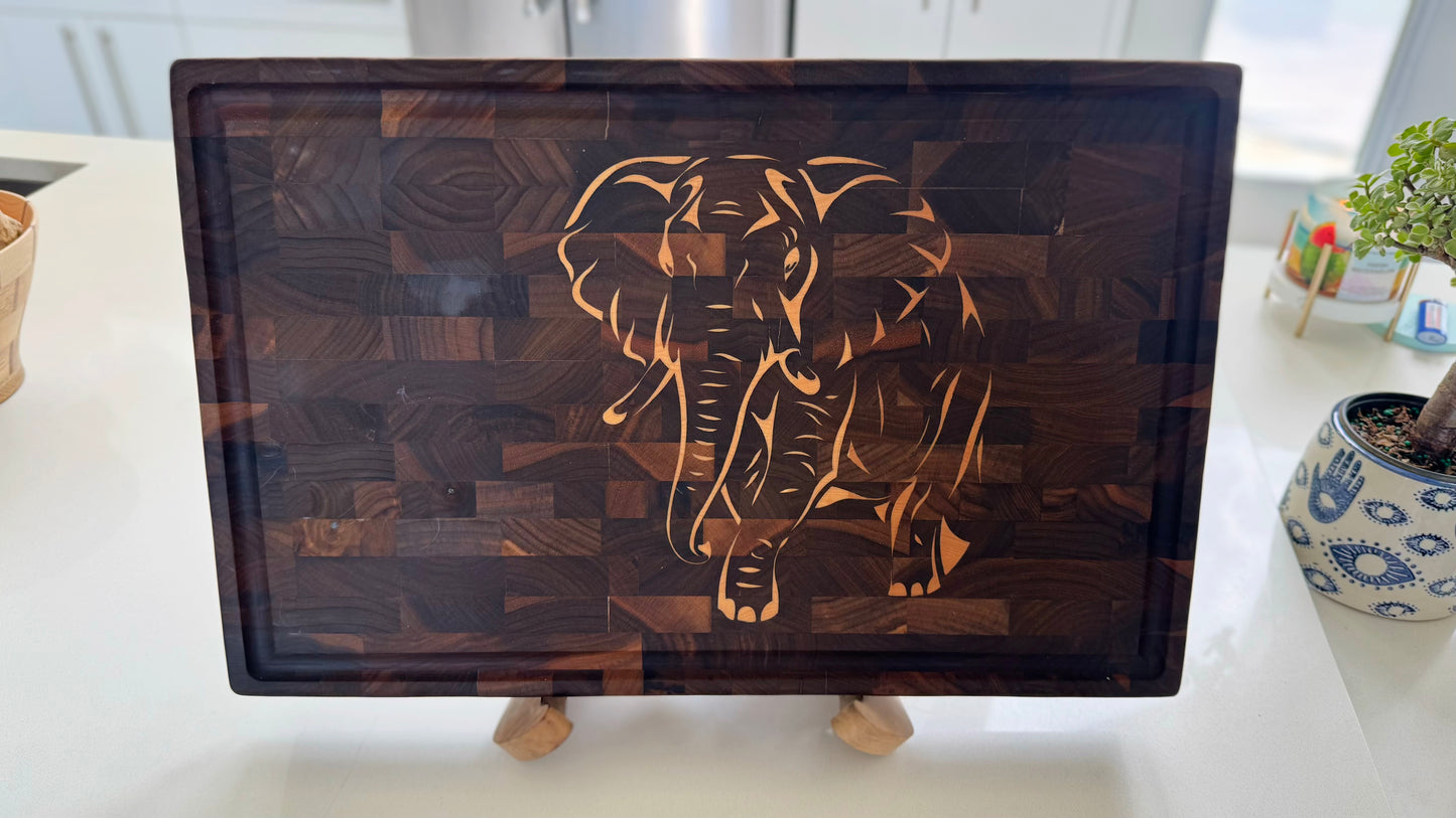 Safari Elephant Cutting Board Block