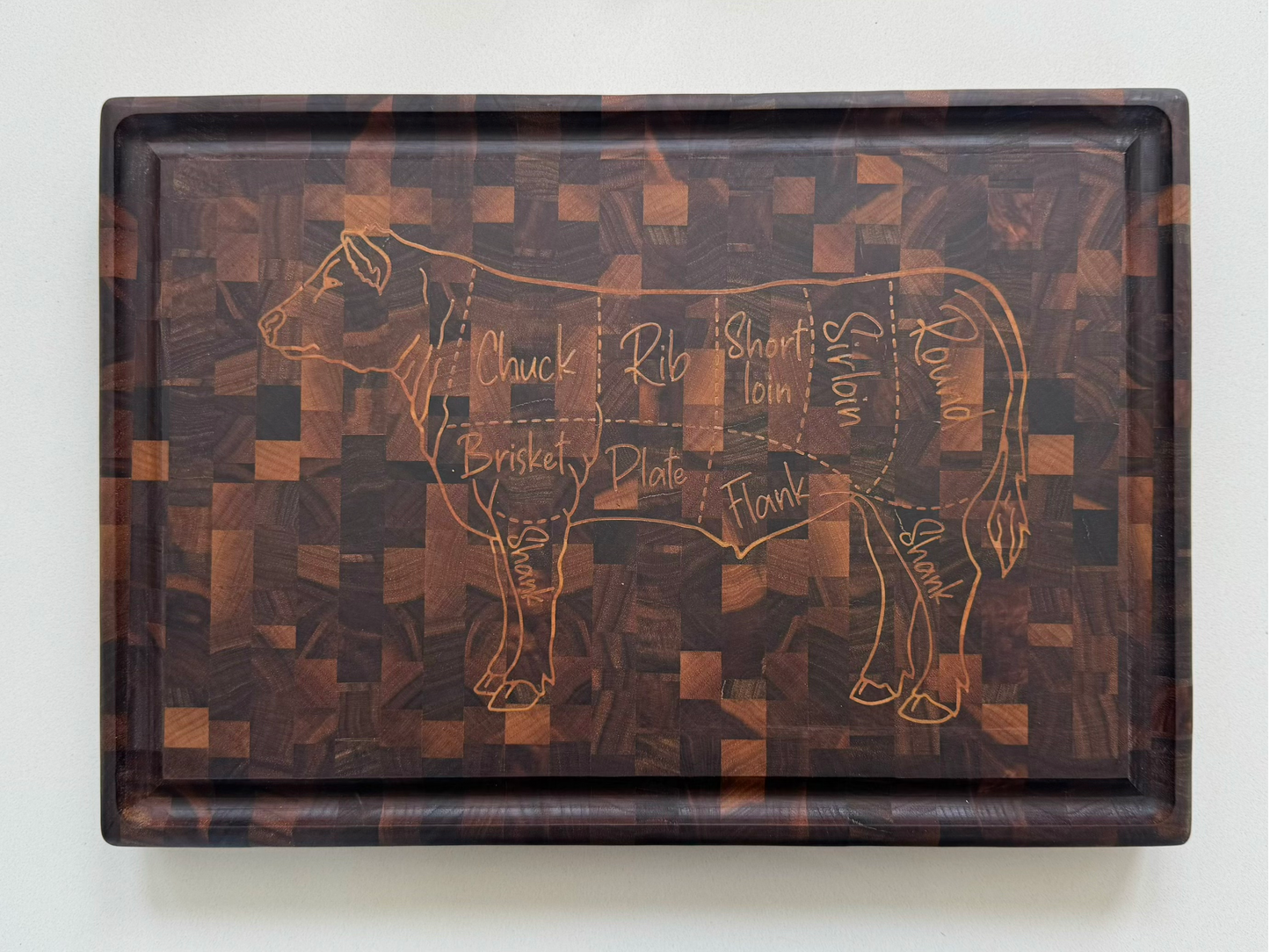 Cow Beef Cuts Cutting Board Block