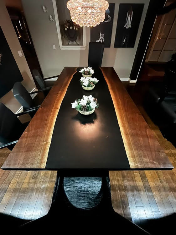 Custom multi-tone wood dining table