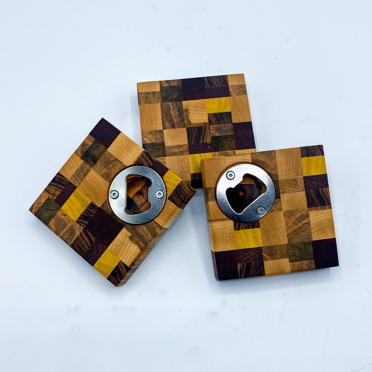 Chaos Hidden Bottle Opener Coasters - Breaking Wood YYC