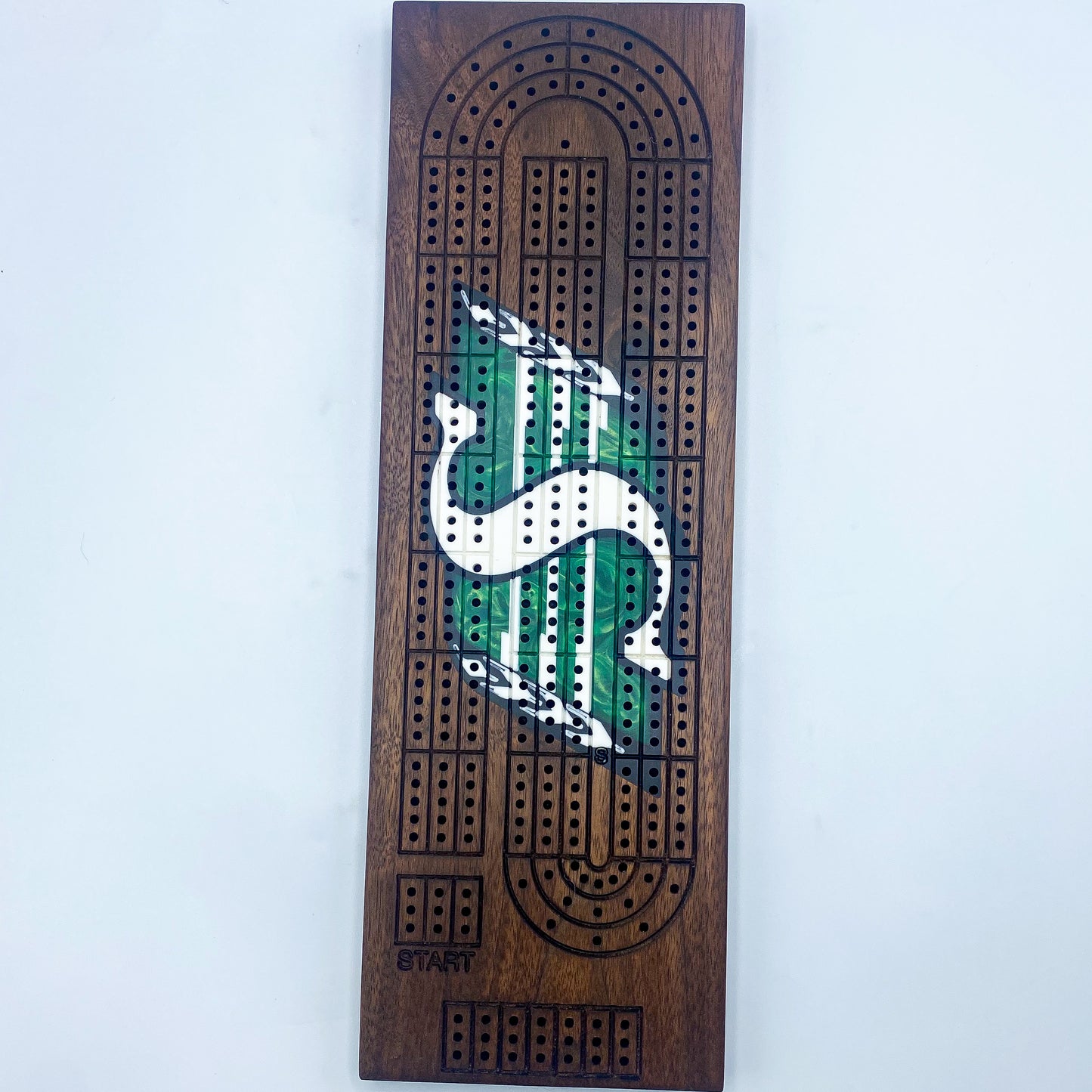 Roughriders CFL Black Walnut Crib Board Saskatchewan - Breaking Wood YYC