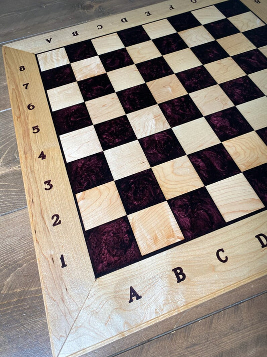 Luxury Maple Wood and Deep Merlot Epoxy Chess Board