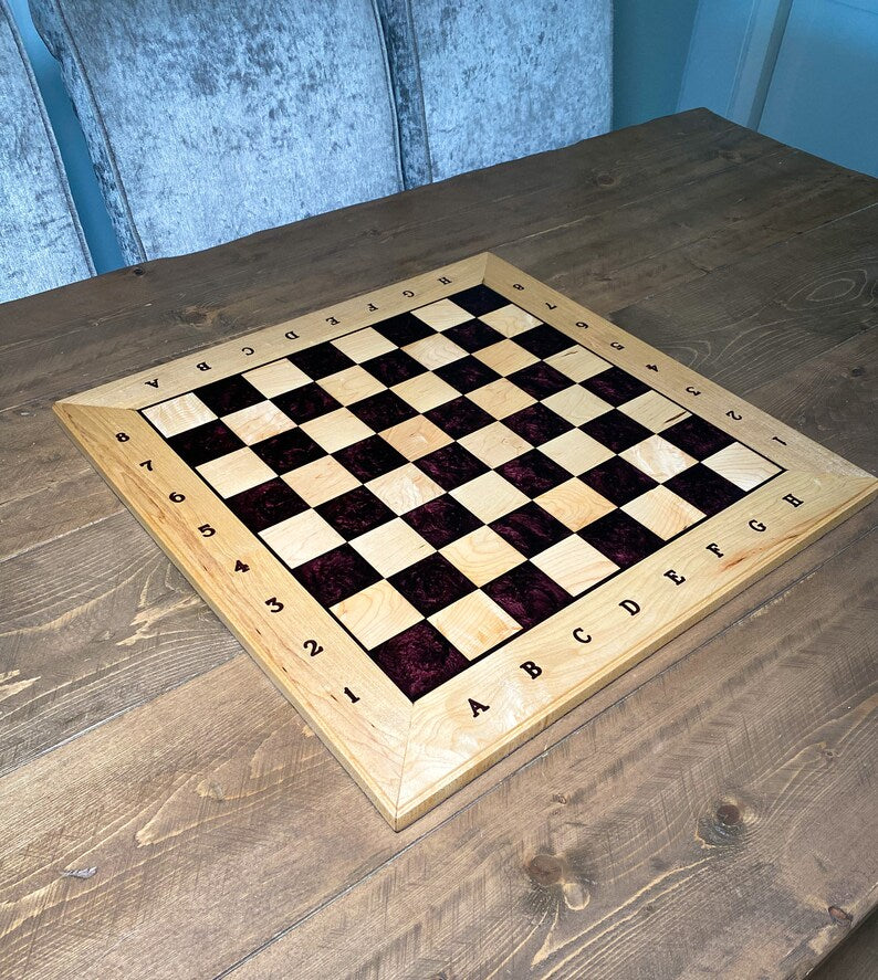 Luxury Maple Wood and Deep Merlot Epoxy Chess Board