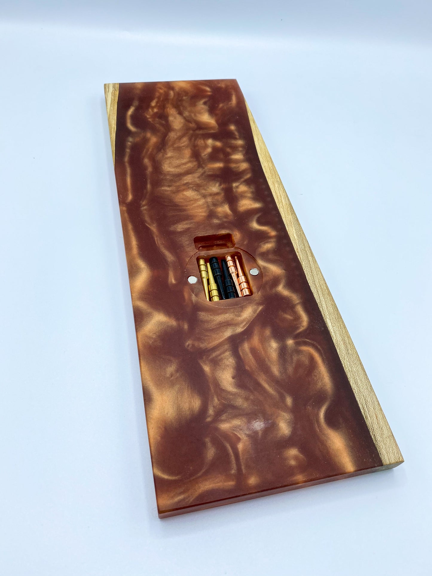 Copper Epoxy Resin Crib Board with Olive Walnut Wood - Breaking Wood YYC