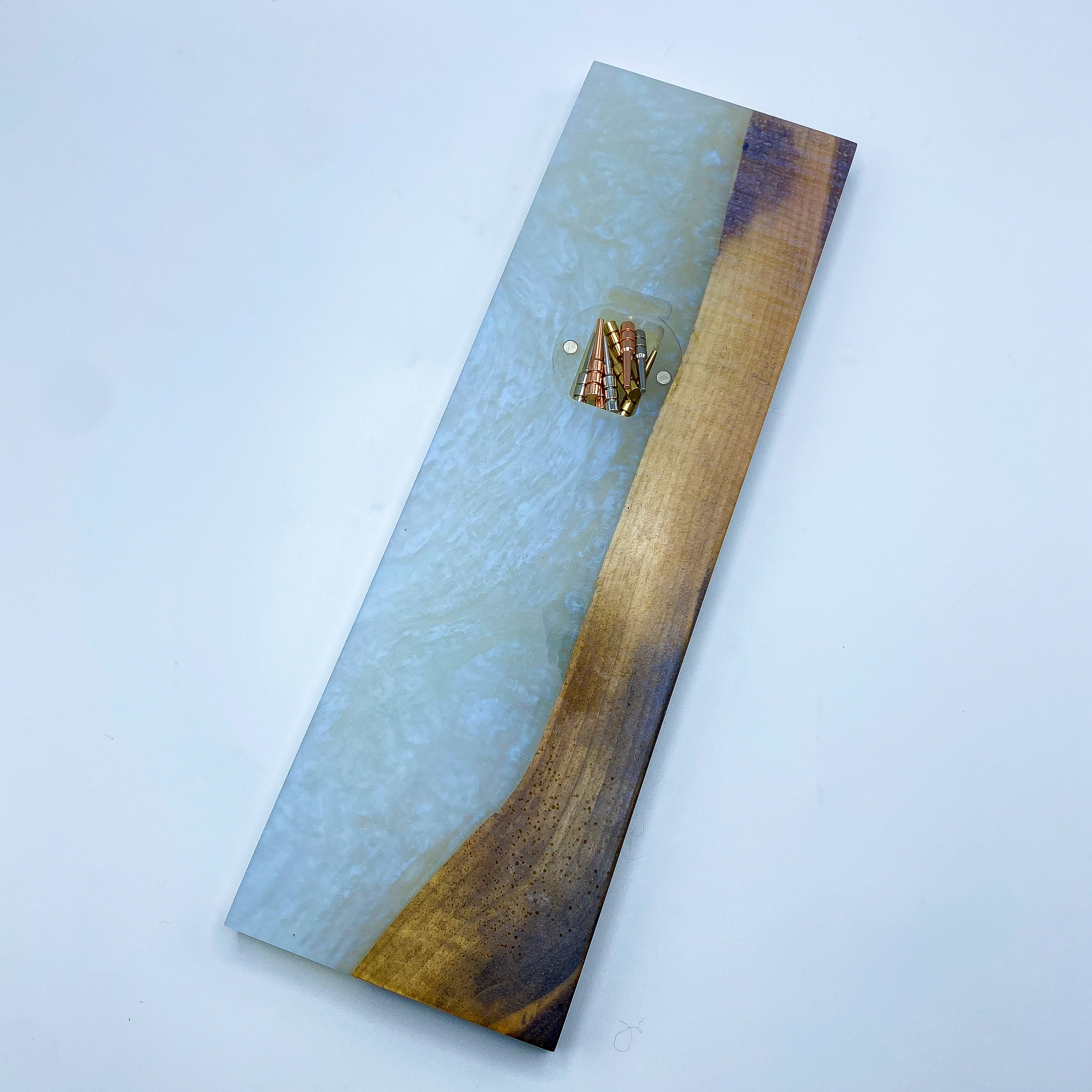 Clear Sky store Blue Resin and Black Walnut Wood Epoxy Crib Board